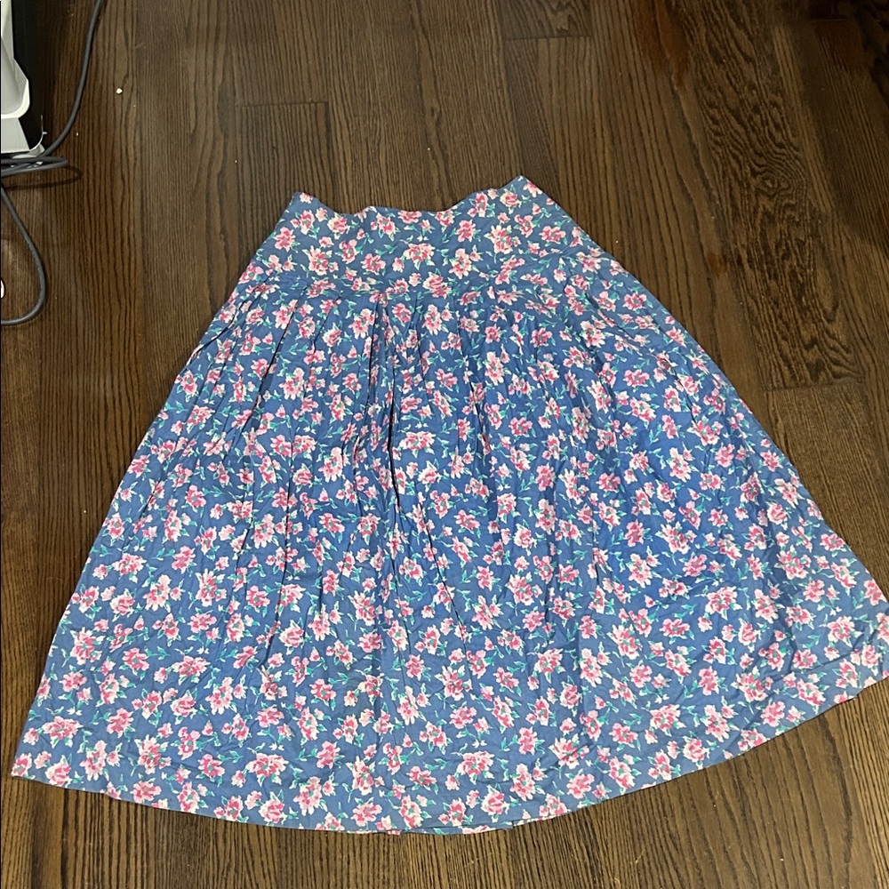 Vtg Laura Ashley 80s 90s blue & pink pastel floral boho skirt sz 12 - Picture 5 of 5